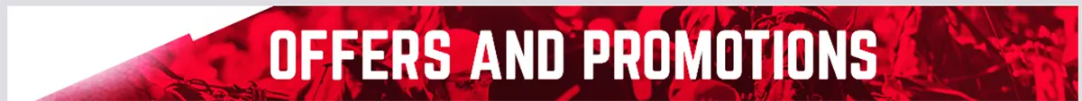 Red banner header with bold white text reading “OFFERS AND PROMOTIONS”.